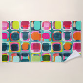 ミッドセンチュリーモダン抽象芸術パタカラフルーン ビーチタオル (正面)