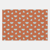 ミッドセンチュリーモダン抽象芸術パタン茶色の青 ラッピングペーパーシート (正面3)