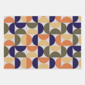 ミッドセンチュリーモダン抽象芸術パターンオレンジ&ブルー ラッピングペーパーシート (正面3)