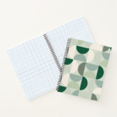 ミッドセンチュリーモダン抽象芸術パターンセージ緑 ノートブック (内部)