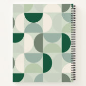 ミッドセンチュリーモダン抽象芸術パターンセージ緑 ノートブック (裏面)
