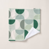 ミッドセンチュリーモダン抽象芸術パターンセージ緑 バスタオルセット (ウォッシュタオル)