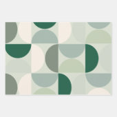 ミッドセンチュリーモダン抽象芸術パターンセージ緑 ラッピングペーパーシート (正面)