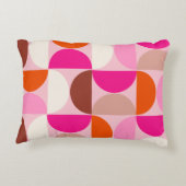 ミッドセンチュリーモダン抽象芸術パターンピンクオレンジ アクセントクッション (裏面)