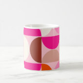 ミッドセンチュリーモダン抽象芸術パターンピンクオレンジ コーヒーマグカップ (中央)