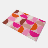 ミッドセンチュリーモダン抽象芸術パターンピンクオレンジ ドアマット (アングル)