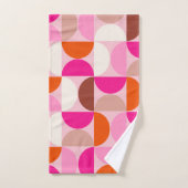 ミッドセンチュリーモダン抽象芸術パターンピンクオレンジ バスタオルセット (ハンドタオル)