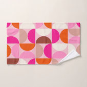 ミッドセンチュリーモダン抽象芸術パターンピンクオレンジ バスタオルセット (ハンドタオル)