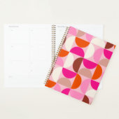 ミッドセンチュリーモダン抽象芸術パターンピンクオレンジ プランナー手帳 (ディスプレー)