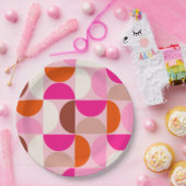 ミッドセンチュリーモダン抽象芸術パターンピンクオレンジ ペーパープレート (パーティー)