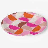 ミッドセンチュリーモダン抽象芸術パターンピンクオレンジ ペーパープレート (アングル)