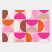 ミッドセンチュリーモダン抽象芸術パターンピンクオレンジ ラッピングペーパーシート (正面3)