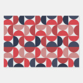 ミッドセンチュリーモダン抽象芸術パターンブルゴーニュ&ブルー ラッピングペーパーシート (正面)