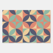 ミッドセンチュリーモダン抽象芸術パターンブルー&オレンジ ラッピングペーパーシート (正面2)