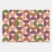 ミッドセンチュリーモダン抽象芸術パターン紫と茶色 ラッピングペーパーシート (正面3)