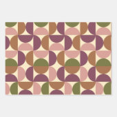 ミッドセンチュリーモダン抽象芸術パターン紫と茶色 ラッピングペーパーシート (正面)