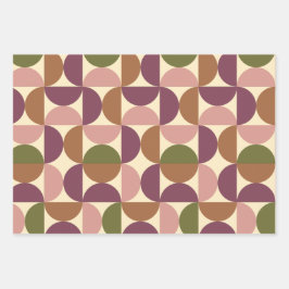 ミッドセンチュリーモダン抽象芸術パターン紫と茶色 ラッピングペーパーシート