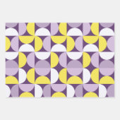 ミッドセンチュリーモダン抽象芸術パターン紫と黄 ラッピングペーパーシート (正面)