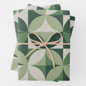 ミッドセンチュリーモダン抽象芸術パターン緑と灰色 ラッピングペーパーシート (インサイチュ)