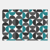 ミッドセンチュリーモダン抽象芸術パターン青と白 ラッピングペーパーシート (正面3)