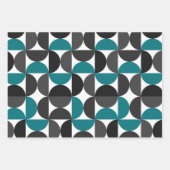 ミッドセンチュリーモダン抽象芸術パターン青と白 ラッピングペーパーシート (正面)