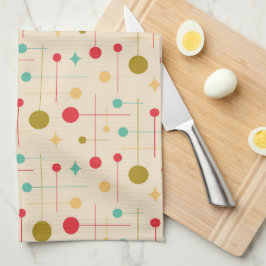 ミッドセンチュリーモダン抽象芸術パターン29クリーム キッチンタオル