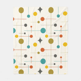 ミッドセンチュリーモダン抽象芸術パターン29クリーム フリースブランケット