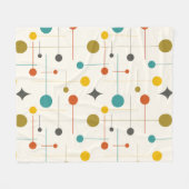 ミッドセンチュリーモダン抽象芸術パターン29クリーム フリースブランケット (正面(横))