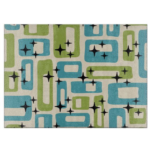 ミッドセンチュリーモダン抽象芸術パターン カッティングボード (正面)