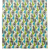 ミッドセンチュリーモダン抽象芸術パターン シャワーカーテン (正面)