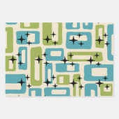 ミッドセンチュリーモダン抽象芸術パターン ラッピングペーパーシート (正面2)