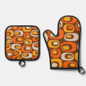 ミッドセンチュリーモダン抽象芸術パターン 鍋つかみ&鍋敷きセット (正面)