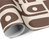 ミッドセンチュリーモダン抽象芸術ピケレトロブラウン ラッピングペーパー (ロールコーナー)