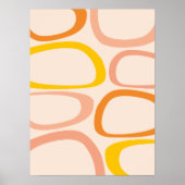 ミッドセンチュリーモダン抽象芸術ピーチ、オレンジ、黄色 ポスター (正面)