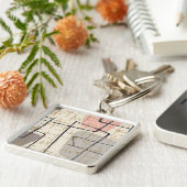 ミッドセンチュリーモダン抽象芸術ファブリックのキーチェーン キーホルダー (側面)