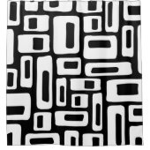 ミッドセンチュリーモダン抽象芸術ブラック&ホワイトパターン シャワーカーテン (正面)