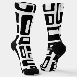 ミッドセンチュリーモダン抽象芸術ブラック&ホワイトパターン ソックス