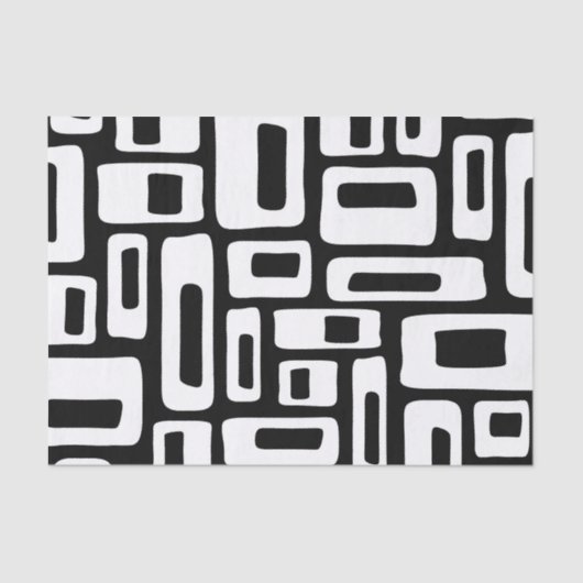 ミッドセンチュリーモダン抽象芸術ブラック&ホワイトパターン 薄葉紙 (正面)