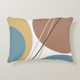 ミッドセンチュリーモダン抽象芸術ブルーブラウン アクセントクッション