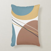 ミッドセンチュリーモダン抽象芸術ブルーブラウン アクセントクッション (正面(垂直))