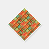 ミッドセンチュリーモダン抽象芸術プレイドレッドブルーグリーン スタンダードカクテルナプキン (角)