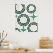 ミッドセンチュリーモダン抽象芸術ポスター – ティール(緑がかった色) ポスター (キッチン)