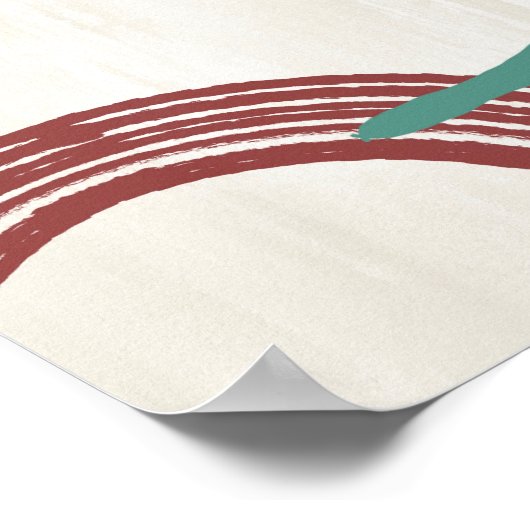 ミッドセンチュリーモダン抽象芸術ポスター – 赤ターコイズ ポスター (角)