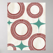 ミッドセンチュリーモダン抽象芸術ポスター – 赤ターコイズ ポスター (正面)