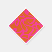 ミッドセンチュリーモダン抽象芸術ラインオレンジとピンク スタンダードカクテルナプキン (角)