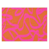 ミッドセンチュリーモダン抽象芸術ラインオレンジとピンク テーブルクロス (正面(横))