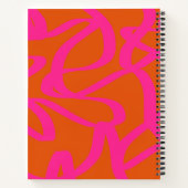 ミッドセンチュリーモダン抽象芸術ラインオレンジとピンク ノートブック (裏面)