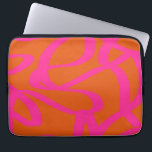 ミッドセンチュリーモダン抽象芸術ラインオレンジとピンク ラップトップスリーブ<br><div class="desc">抽象芸術のブラシストローク – 燃えたオレンジ色とホットピンク色の抽象芸術シェイプ。</div>
