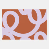 ミッドセンチュリーモダン抽象芸術ライン茶色と紫 ラッピングペーパーシート (正面2)