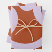 ミッドセンチュリーモダン抽象芸術ライン茶色と紫 ラッピングペーパーシート (インサイチュ)